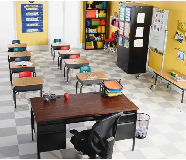 Alt view image 7 of 18 - Lorell Book Box Student Desk - Rectangle Top - 18" Table Top Width x 24" Table Top Depth - 30" Height - Assembly Require