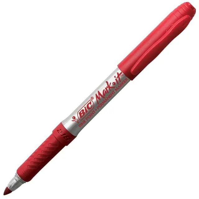 Alt view image 9 of 14 - Mark-It Permanent Markers, Fine Point, Rambunctious Red, Dozen
