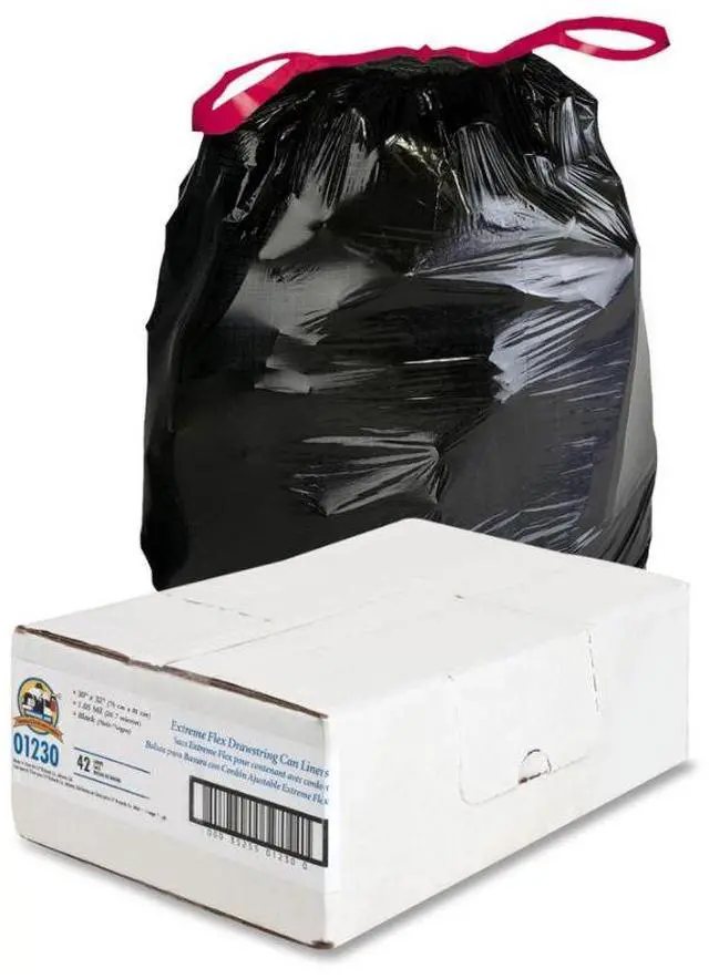 Alt view image 4 of 19 - Genuine Joe Trash Can Liners 30 Gal. 1.05 mil 30"x32" 42/BX BK 01230