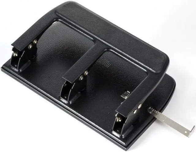 Alt view image 5 of 20 - Officemate Heavy-Duty Punch 3HP 9/32" Holes 40 Sht Cap. Metal Black 90089