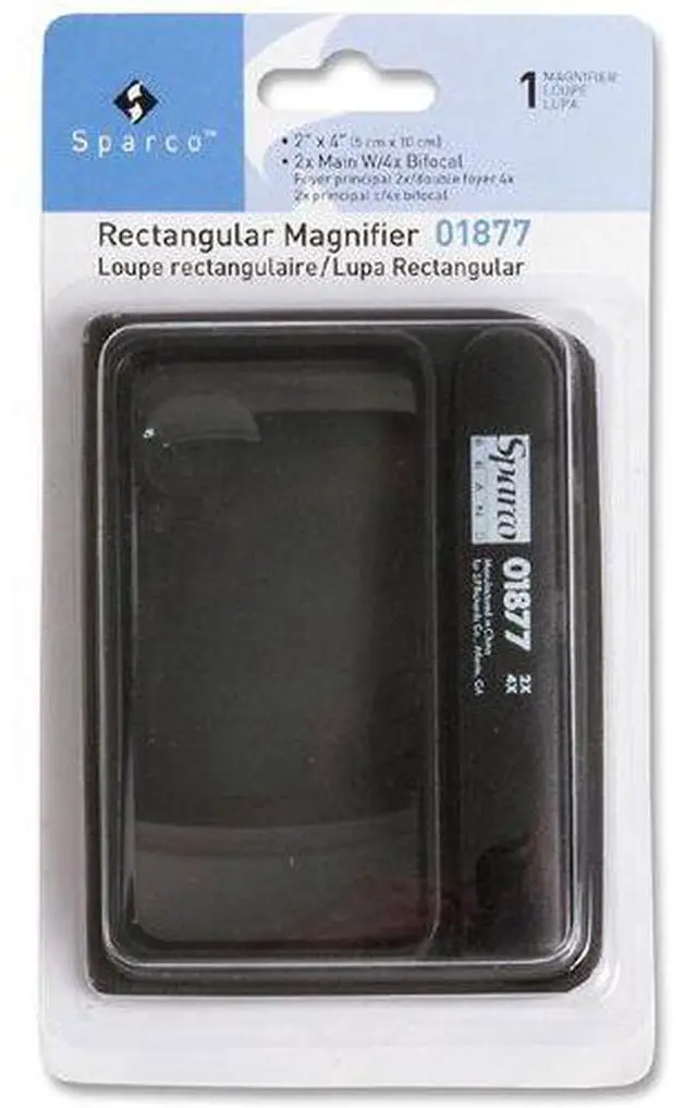 Alt view image 4 of 7 - Sparco Rectangular Magnifier 2X Main W/4X Bifocal 2"x4" Black 01877