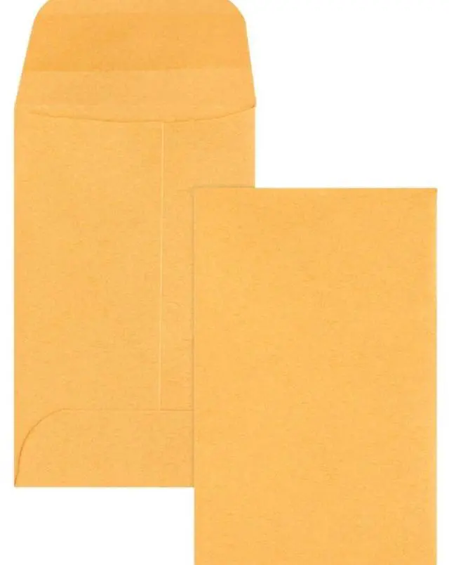 Alt view image 2 of 20 - Business Source Coin Envelopes No.1 24lb. 500/BX 2-1/4"x3-1/2" Kraft 04440