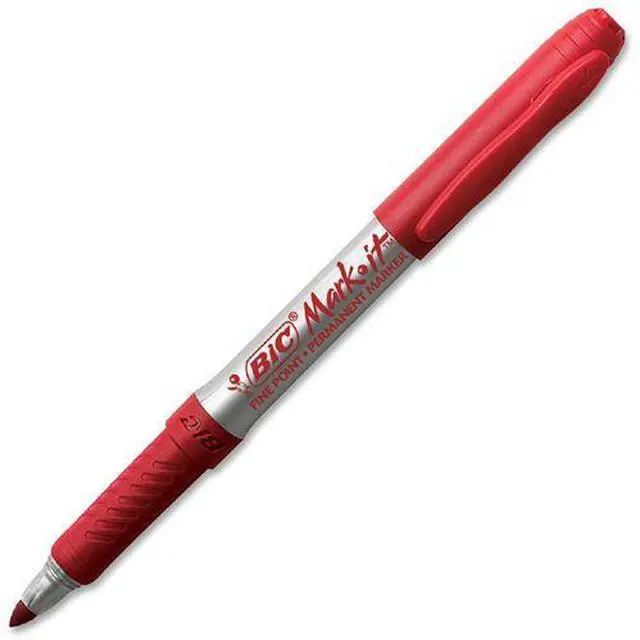 Alt view image 5 of 14 - Mark-It Permanent Markers, Fine Point, Rambunctious Red, Dozen