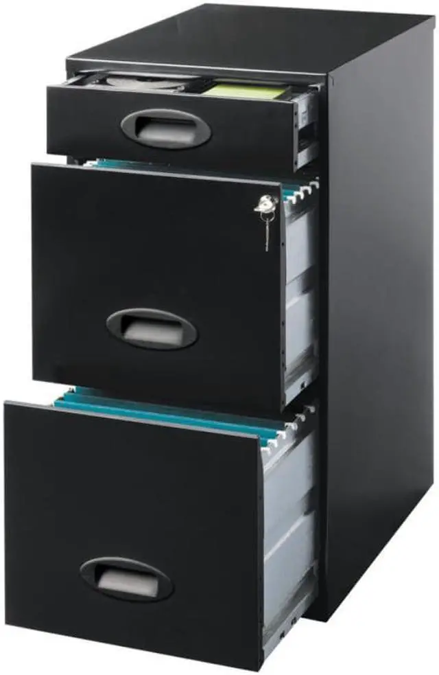 Main image of Realspace® SOHO Metal Vertical File Cabinet, 3 Drawers, 18"D, Black