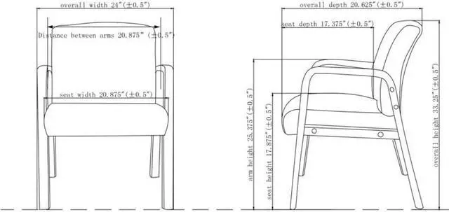 Alt view image 2 of 4 - Wood Guest Chair, 24"x25-5/8"x33-1/4", Black/Cherry