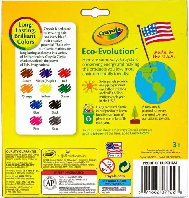 Alt view image 16 of 20 - Crayola Non-Washable Markers Broad Point Classic Colors 10/Set 587722