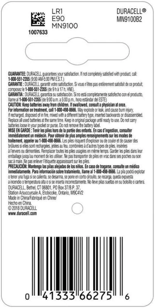 Alt view image 10 of 20 - Duracell Coppertop Alkaline Medical Battery N 1.5V 2/Pk MN9100B2PK