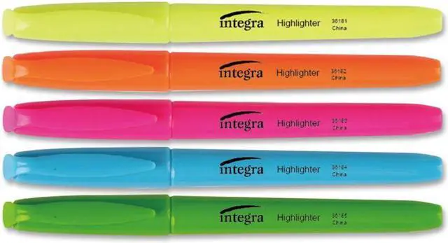 Alt view image 7 of 11 - Integra Pen Style Highlighter Chisel Tip 5 Color/ST Fluorescent AST 36180