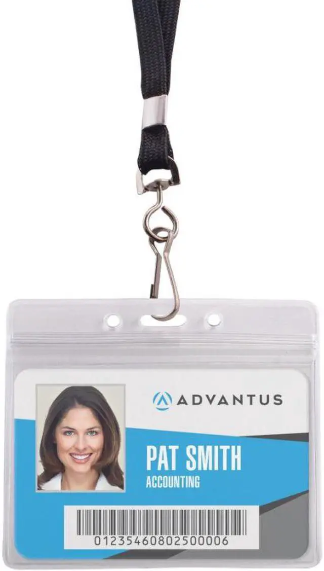 Alt view image 3 of 14 - Advantus ID Holder/Lanyard Combo Pack - Horizontal - Vinyl - 20 / Pack - Black/Clear  AVT91132
