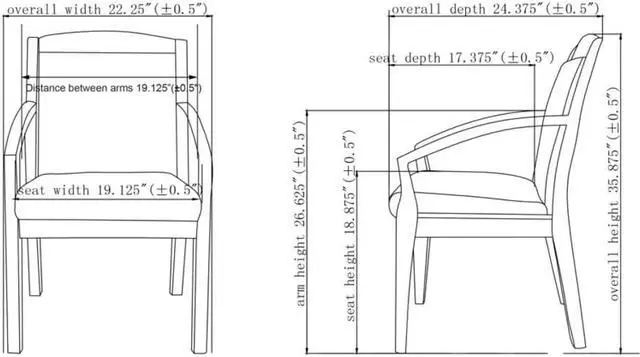 Alt view image 2 of 4 - Lorell Wood Guest Chair 23-1/4"x24-3/8"x34" Black/Mahogany 20020