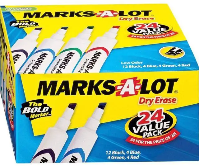 Alt view image 8 of 20 - Avery Marks-A-Lot Desk-Style Dry Erase Marker Chisel Tip Assorted 24/Pack 98188