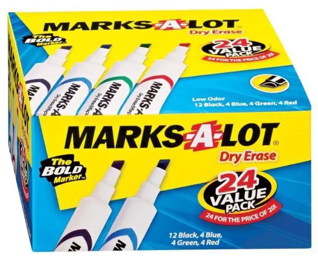 Alt view image 6 of 20 - Avery Marks-A-Lot Desk-Style Dry Erase Marker Chisel Tip Assorted 24/Pack 98188
