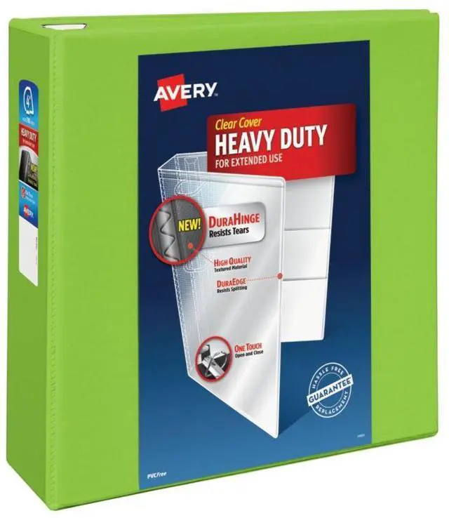 Alt view image 5 of 17 - Avery Heavy-Duty View Binder w/Locking EZD Rings 4" Cap Chartreuse 79812