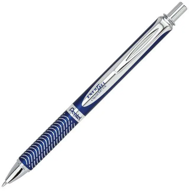 Alt view image 3 of 10 - EnerGel Alloy RT Gel Pen Retractable Medium 0.7 mm Black Ink Blue Barrel BL407CA