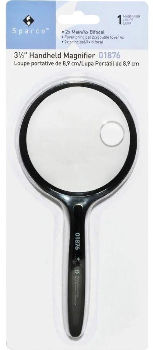 Alt view image 3 of 11 - Sparco Round Hand-Held Magnifier 2X Main/4X Bifocal 3-1/2" BK 01876