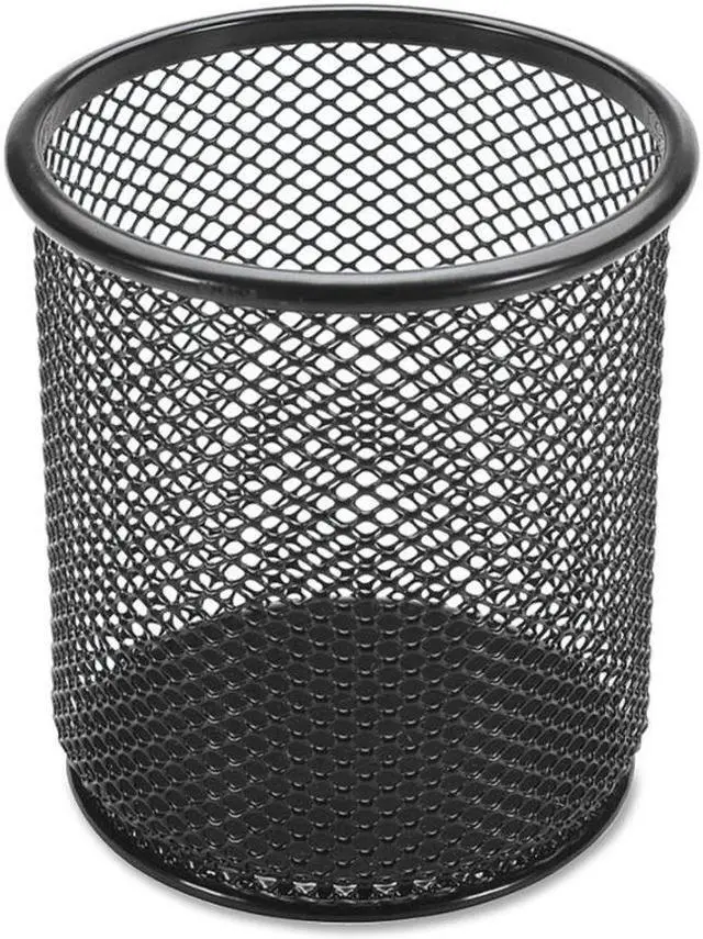 Alt view image 4 of 13 - Lorell Steel Pencil Cup 3-1/2"x3-7/8" Black Mesh 84149
