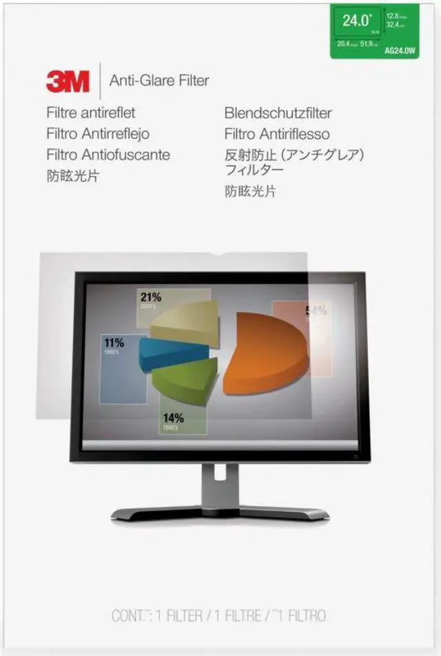 Alt view image 9 of 20 - 3M Anti-glare Filter f/24" Wide-screens 16:10 Clear AG240W1B
