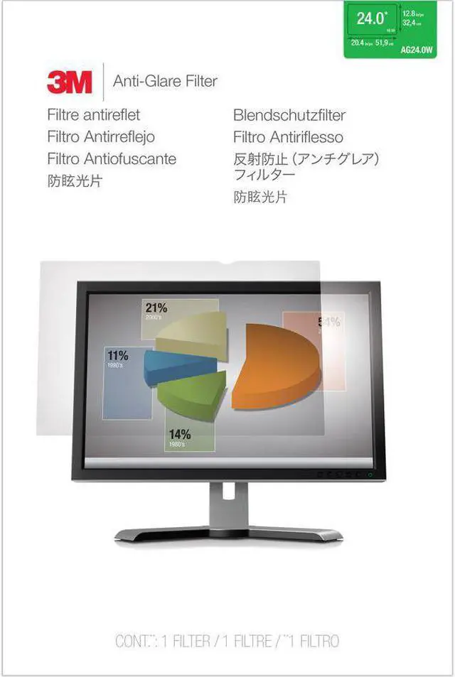 Alt view image 10 of 20 - 3M Anti-glare Filter f/24" Wide-screens 16:10 Clear AG240W1B