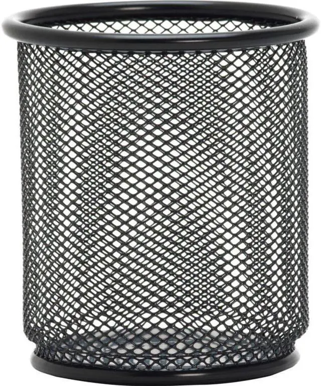 Alt view image 5 of 13 - Lorell Steel Pencil Cup 3-1/2"x3-7/8" Black Mesh 84149