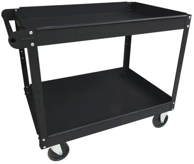Alt view image 2 of 10 - Lorell Utility Cart 2-Shelf 16"Wx30"Lx32"H Black 59689