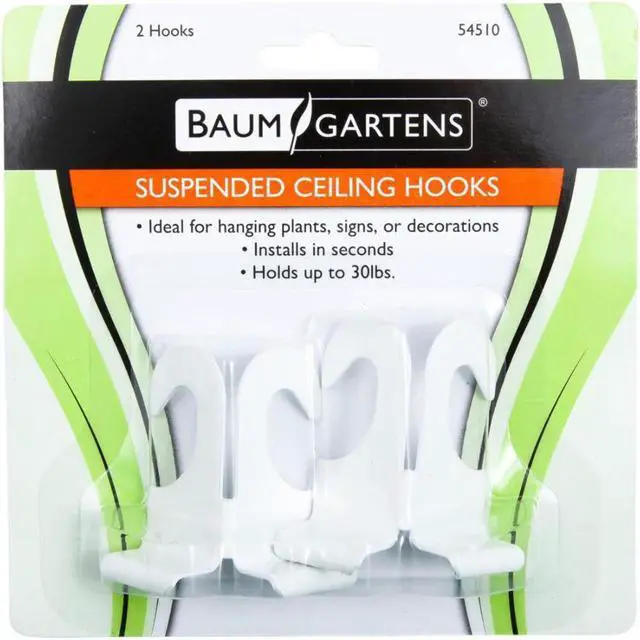 Alt view image 3 of 10 - Baumgartens Suspended Ceiling Hooks, 2" Long, 2/PK, White 54510