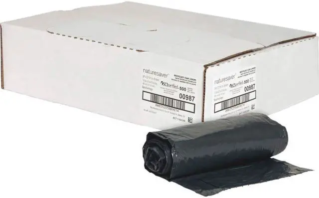 Alt view image 6 of 12 - Nature Saver Trash Can Liners Rcycld 7-10 Gal .65mil 24"x23" 500/BX BK 00987