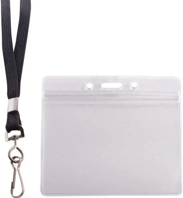 Alt view image 2 of 14 - Advantus ID Holder/Lanyard Combo Pack - Horizontal - Vinyl - 20 / Pack - Black/Clear  AVT91132