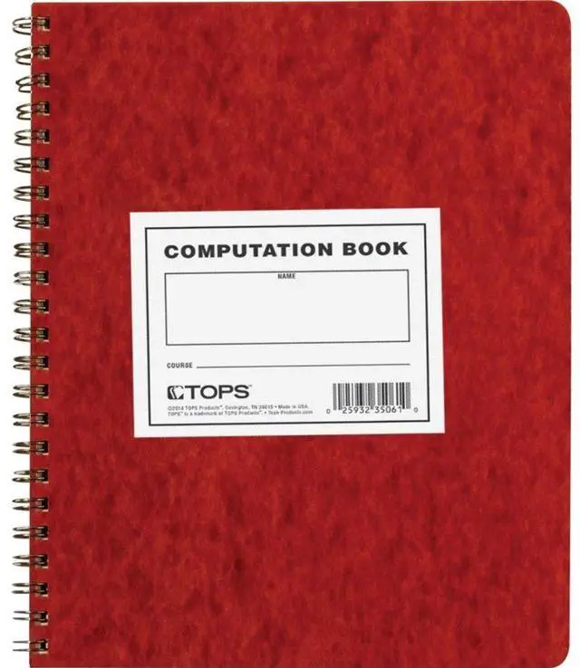 Alt view image 11 of 16 - Tops Computation Notebk 4x4 Quad 76 Shts 11-3/4"x9-1/2" Red Cover 35061