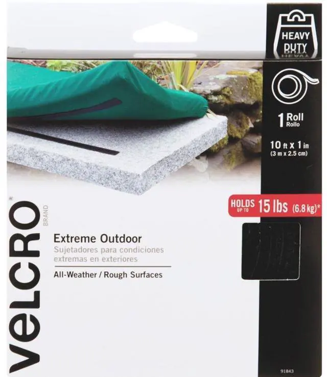 Alt view image 10 of 20 - Velcro Extreme Fasteners 1" x 10 ft Black 1 roll 91843