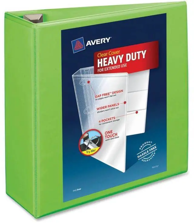 Alt view image 8 of 17 - Avery Heavy-Duty View Binder w/Locking EZD Rings 4" Cap Chartreuse 79812