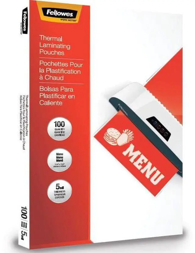 Alt view image 10 of 20 - Fellowes Thermal Laminating Pouches Menu 5 mil 100/Pack 5746001