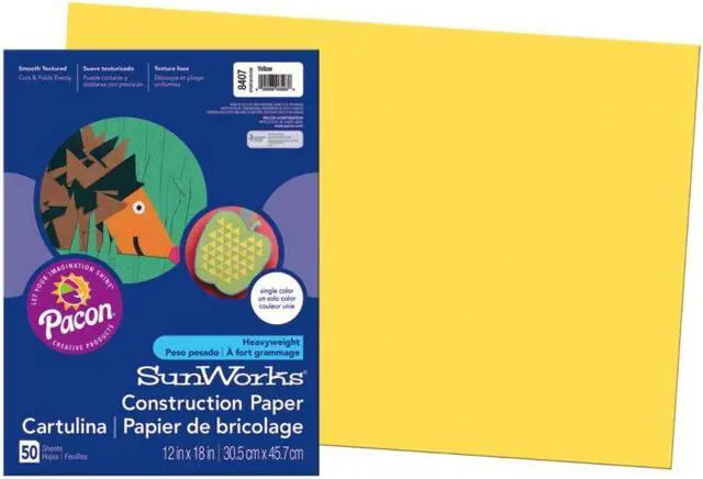 Alt view image 2 of 8 - Sunworks Construction Paper, 58lb, 12 X 18, Yellow, 50/Pack 8407