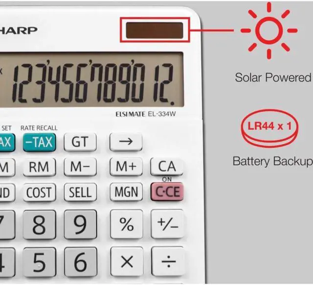 Alt view image 12 of 20 - Sharp Calculators EL-334WB Business Calculator, White 4.0