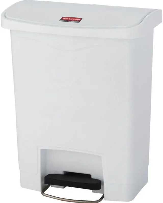 Main image of Rubbermaid - FG1883555 - Slim Jim Resin Step-On Container, Front Step Style, 8 gal, White