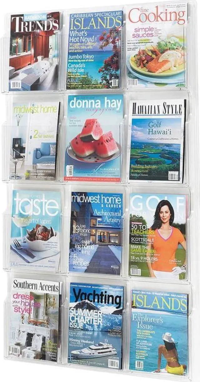 Alt view image 11 of 20 - Safco Reveal Clear Literature Displays 12 Compartments 30w x 2d x 49h Clear