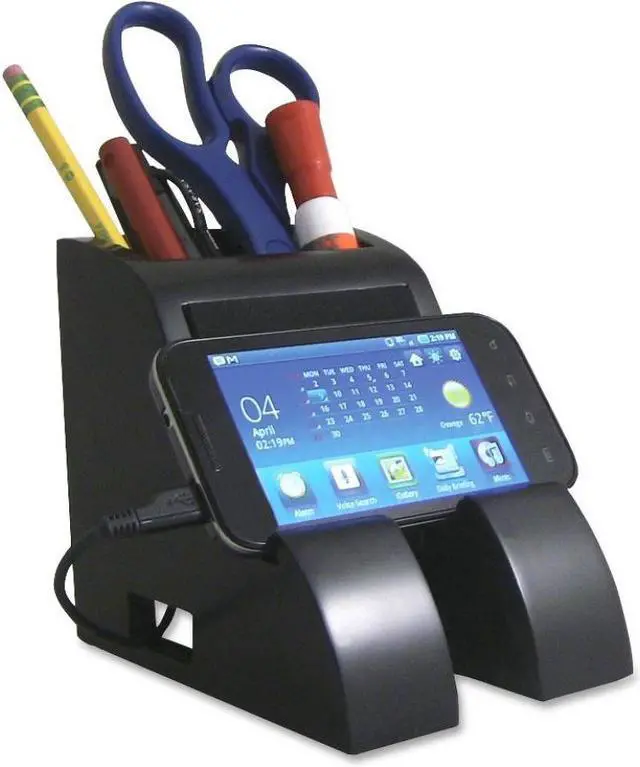 Alt view image 10 of 20 - Victor Smart Charge Pencil Cup with USB Charging Hub Black PH600