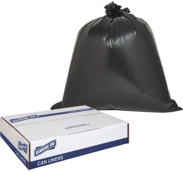 Alt view image 5 of 11 - Genuine Joe Can Liner 2-Ply 33"x39" 31-33 Gallon 60/CT Brown/Black 03339
