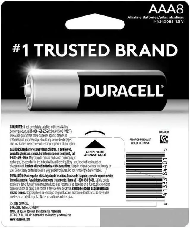 Alt view image 10 of 20 - DURACELL MN2400B8Z Duracell CopperTop AAA Alkaline Battery, 8 PK, 1.5VDC