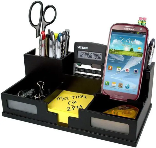 Alt view image 5 of 20 - VICTOR 9525-5 Desktop Organizer,Black,Wood,5-1/2 in. H