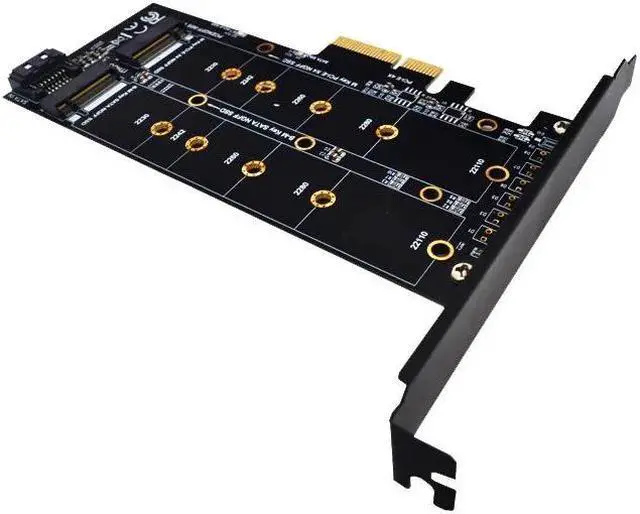 Alt view image 2 of 6 - PCIE to M2 Adapter M2 SSD NVME M Key M.2 NGFF B Key SATA Port to PCI Express 3.0 x4 Raiser Card Suppor 2280 2260 2242 2230 22110