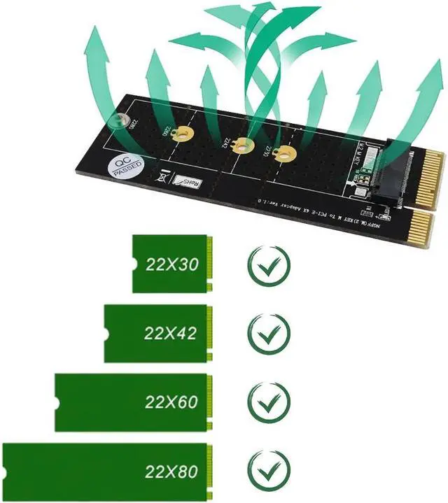 Alt view image 5 of 6 - Black M.2 SSD Cooling M.2 NVMe SSD NGFF TO PCIE 3.0 X4 Adapter M Key Card Support PCI Express 3.0 x4 2230 2280 Size M.2