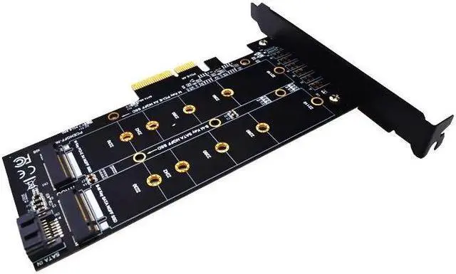 Alt view image 6 of 6 - PCIE to M2 Adapter M2 SSD NVME M Key M.2 NGFF B Key SATA Port to PCI Express 3.0 x4 Raiser Card Suppor 2280 2260 2242 2230 22110