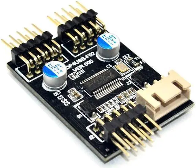 Alt view image 2 of 6 - 9pin USB Header 1 to 2 Extension Cable Desktop 9Pin USB HUB USB 2.0 9pin Connector Adapter Port Multiplier with SATA Power Cable
