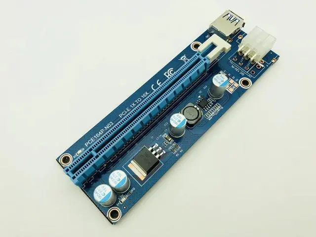 Alt view image 2 of 6 - 008C PC PCIe PCI-E PCI Express Riser Card 1x to 16x USB 3.0 Data Cable SATA to 6Pin IDE Molex Power Supply for BTC Miner Machine
