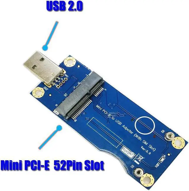 Alt view image 2 of 5 - Mini PCI E to USB Adapter With SIM Card Slot for WWAN LTE Module Mini PCIE Card to USB 2.0 Desktop PC Support SIM 6Pin 8Pin Card