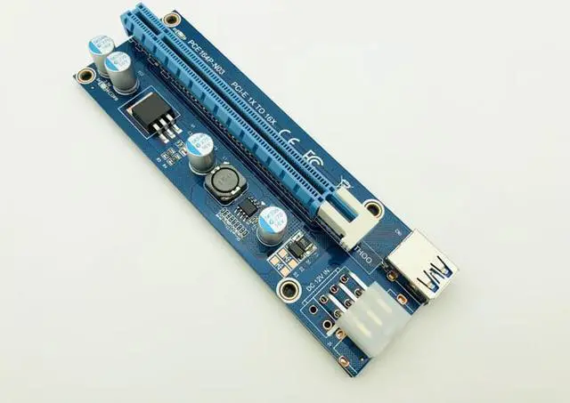 Alt view image 3 of 6 - 008C PC PCIe PCI-E PCI Express Riser Card 1x to 16x USB 3.0 Data Cable SATA to 6Pin IDE Molex Power Supply for BTC Miner Machine