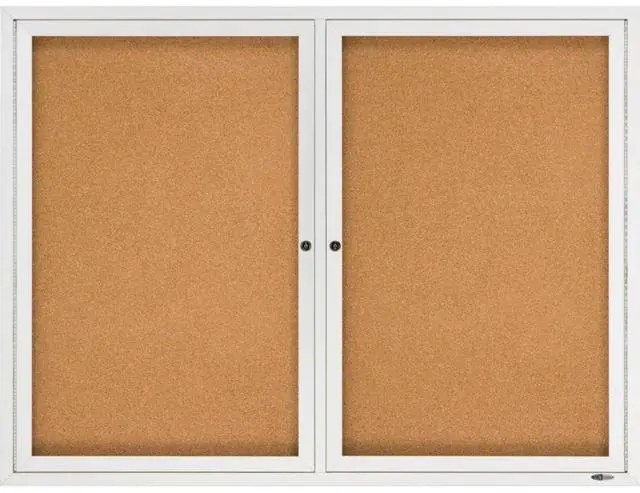 Alt view image 10 of 17 - Quartet Enclosed Bulletin Board Natural Cork/Fiberboard 48 x 36 Silver Aluminum Frame 2364