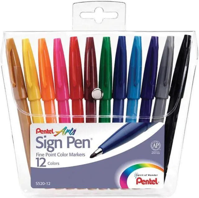 Alt view image 7 of 14 - Pentel Sign Pens Fiber Tip Bold Point 12/PK Assorted S52012