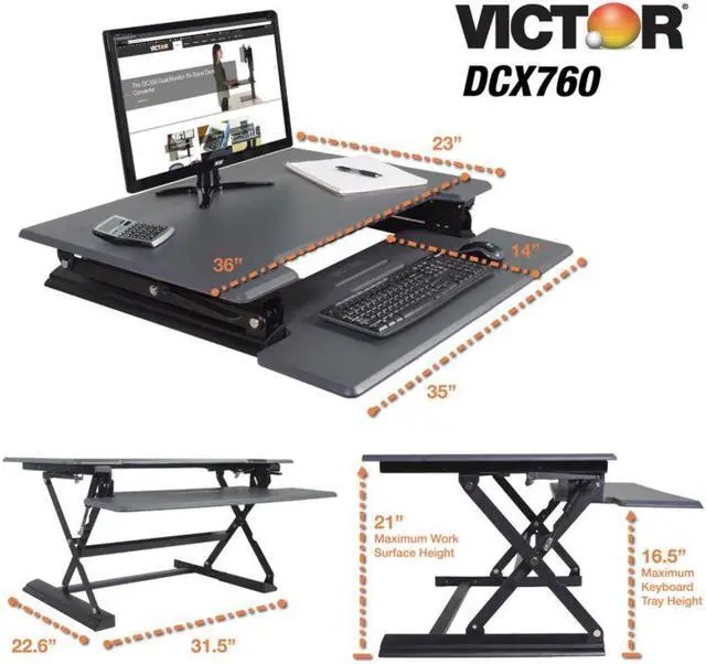 Alt view image 5 of 20 - VICTOR TECH DCX760G Standing Desk, 36, Gray