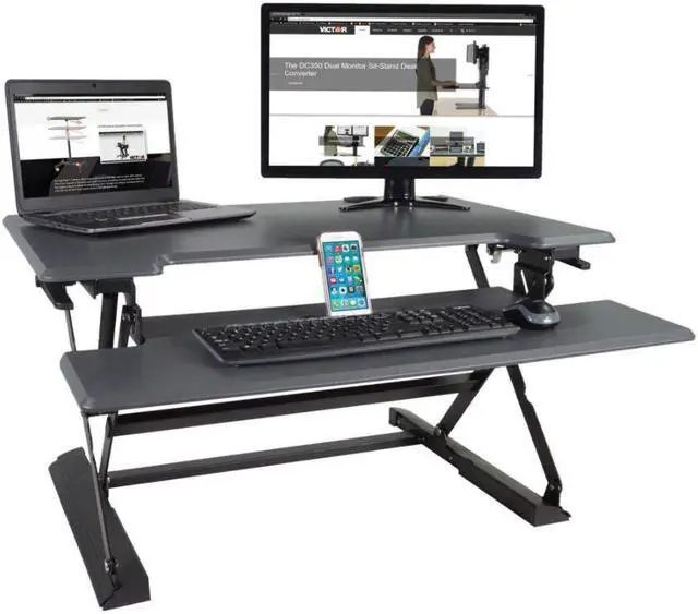 Alt view image 3 of 20 - VICTOR TECH DCX760G Standing Desk, 36, Gray